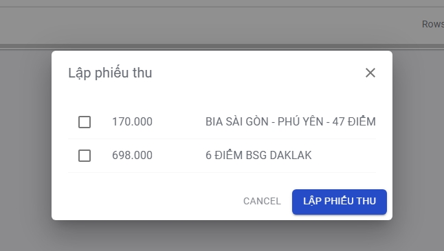 Lập phiếu thu